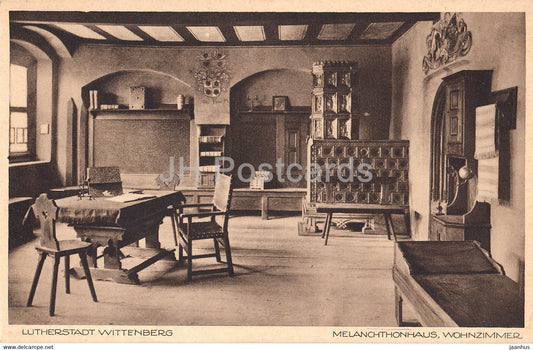 Lutherstadt Wittenberg - Melanchthonhaus - Wohnzimmer - 3 - old postcard - Germany - unused - JH Postcards