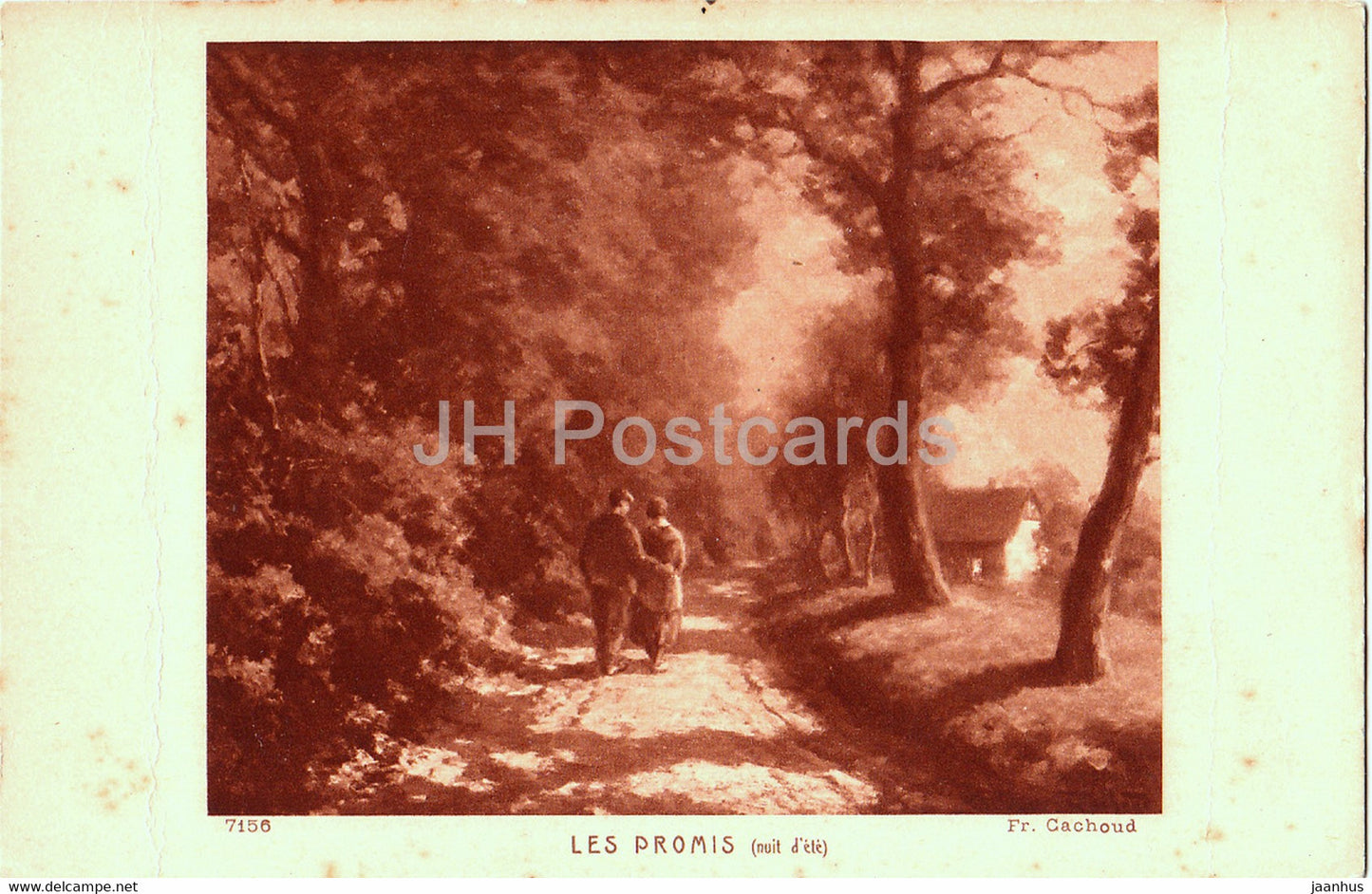 painting by Fr Cachoud - Les Promis - 7156 - French art - old postcard - France - unused - JH Postcards