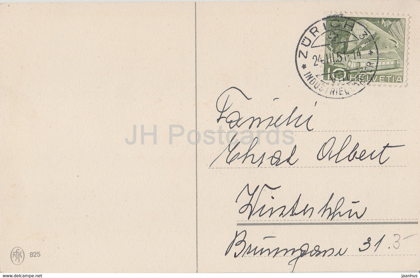 Ostergrußkarte - Ein Frohes Osterfest - Glocke - Blumen - 825 - alte Postkarte - 1951 - Deutschland - gebraucht