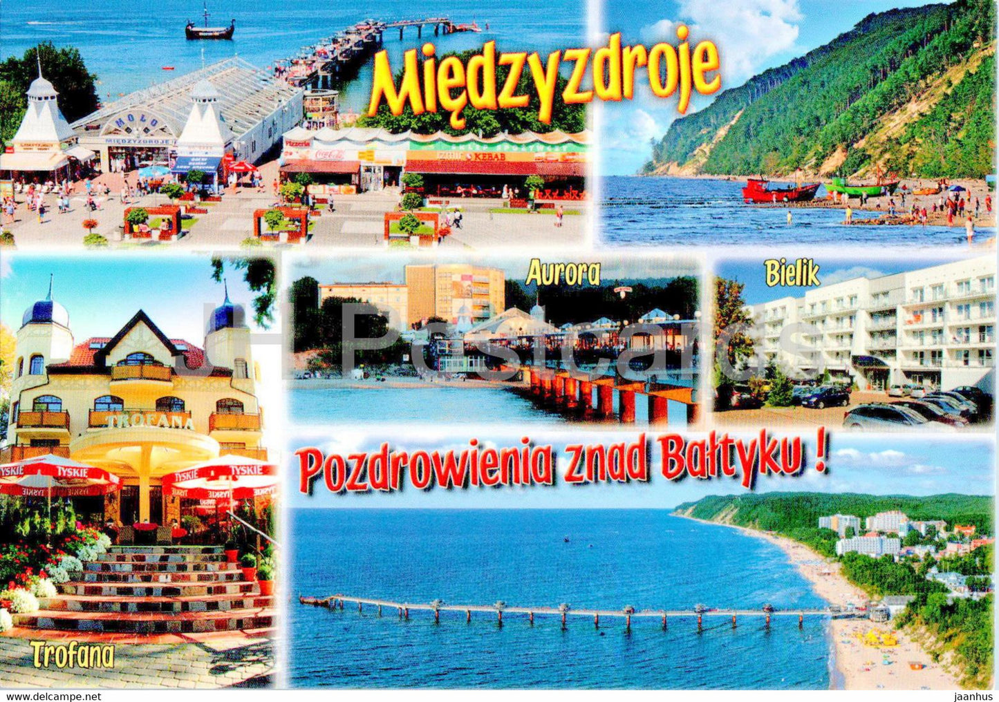 Miedzyzdroje - Pozdrowienia znad Baltyku - Trofana - Bielik - Aurora - multiview - Poland - unused - JH Postcards