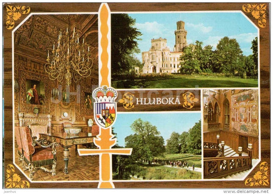 Hluboka nad Vltavou - castle - interior - Czechoslovakia - Czech - unused - JH Postcards