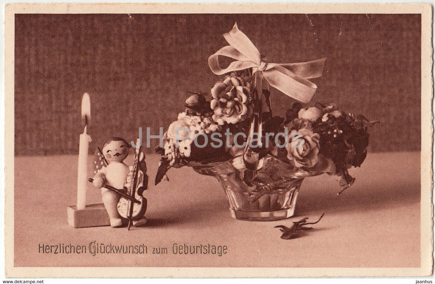 Birthday Greeting Card - Herzlichen Gluckwunsch zum Geburtstage - doll - Monotinta - old postcard - Germany - used - JH Postcards