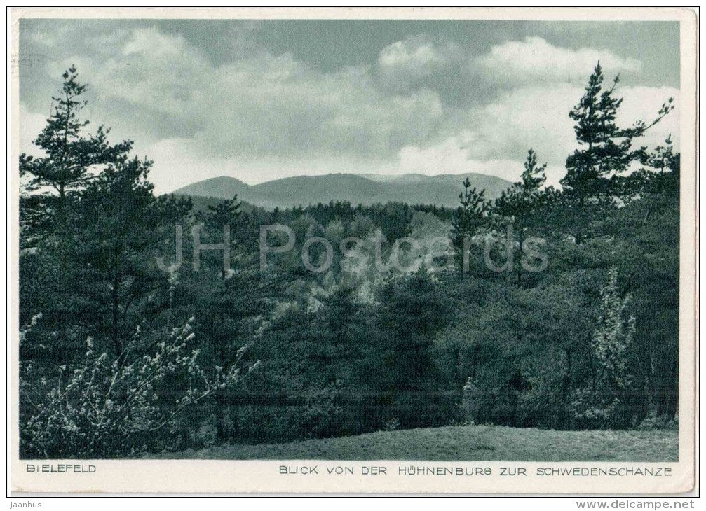 Bielefeld - Blick von der Hühneburg zur Schwedenschanze - Germany - 1930er gelaufen - JH Postcards