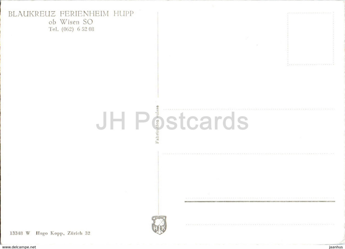 Wiesen SO - Blaukreuz Ferienheim Hupp - 13348 - alte Postkarte - Schweiz - unbenutzt