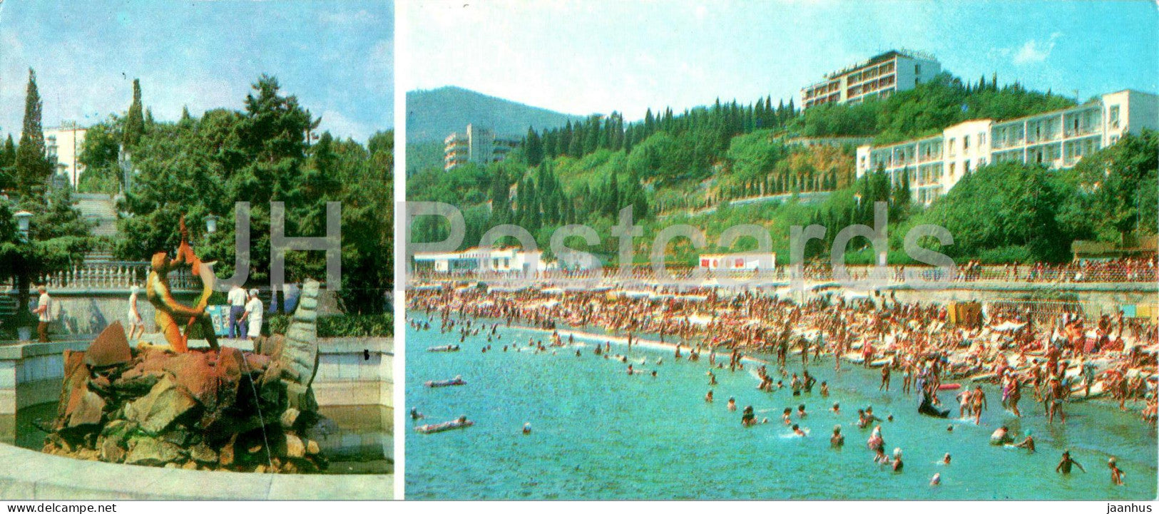 Alushta - fountain - Rabochaya beach view - Crimea - Ukraine USSR - unused - JH Postcards