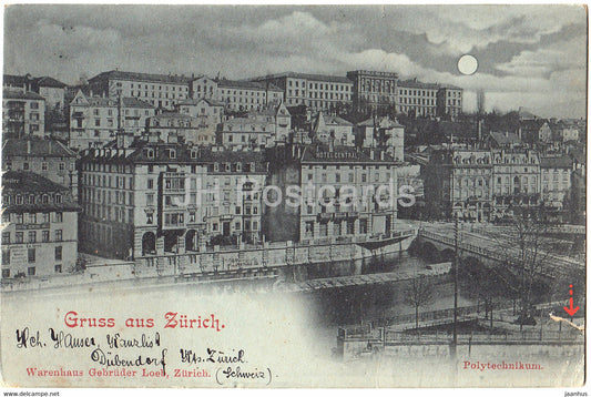 Gruss aus Zurich - Warenhaus Gebruder Loeb - Polytechnikum - Drucksache - old postcard - 1898 - Switzerland - used - JH Postcards