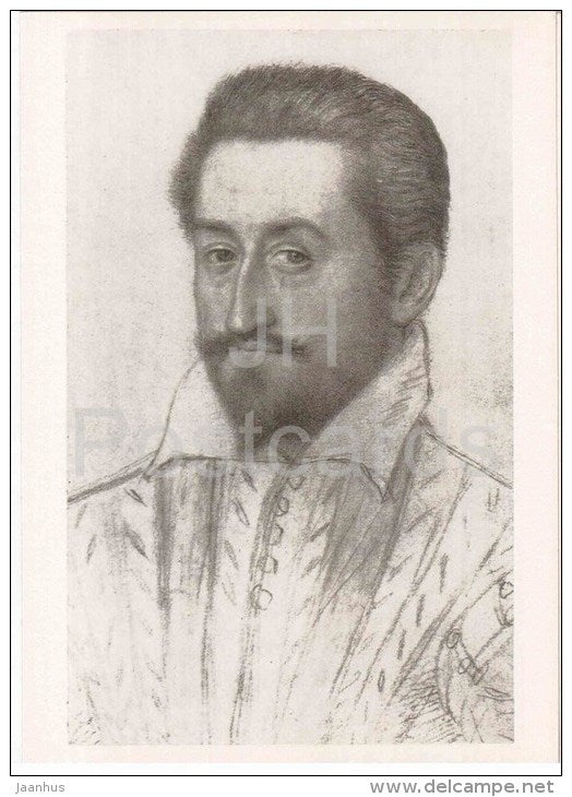 drawing by  Pierre Dyumuste the Elder - Portrait of Marquise - man - french art - unused - JH Postcards