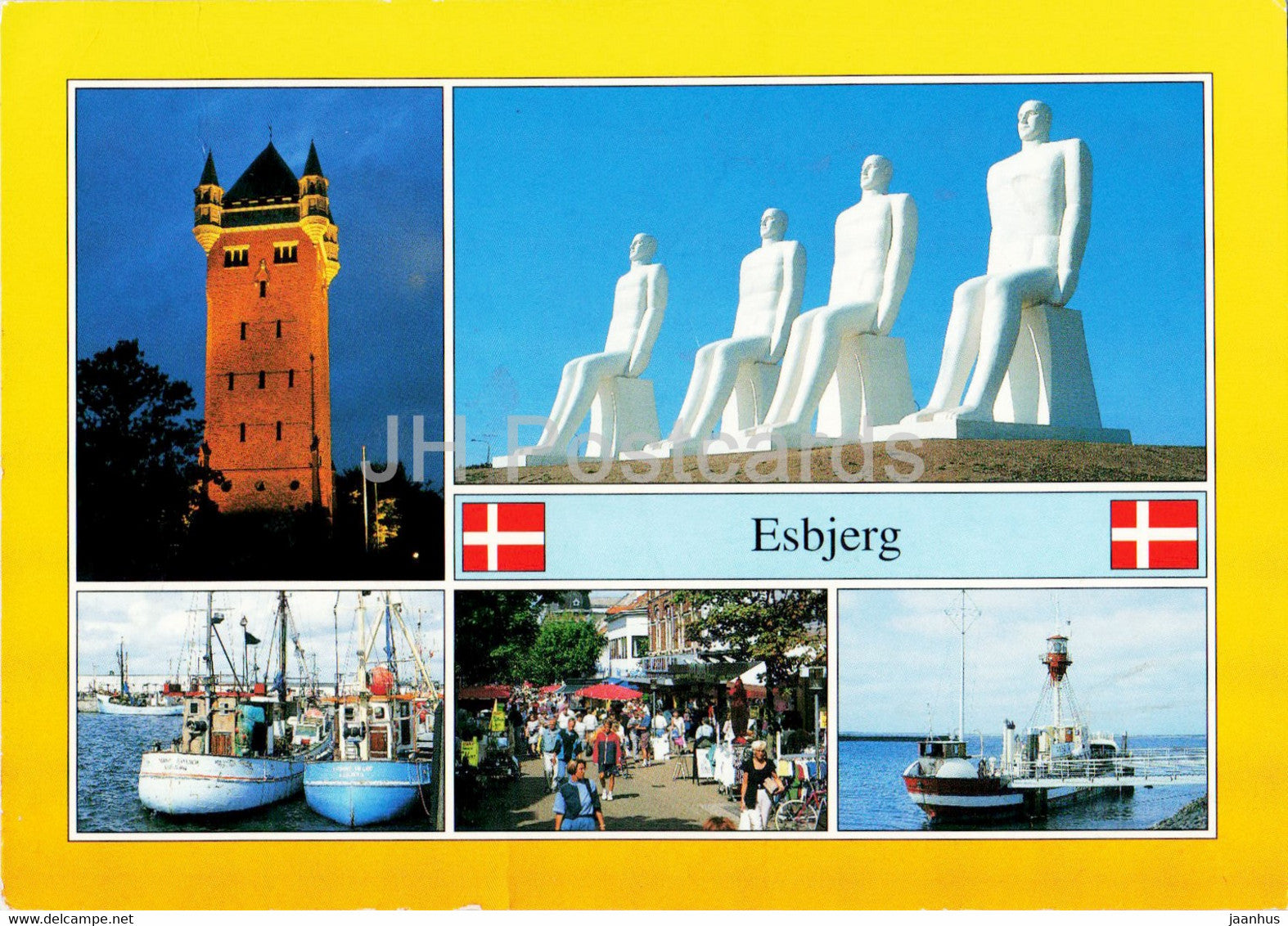 Esbjerg - ship - boat - sculpture groupe - multiview - multiview - Denmark - used - JH Postcards