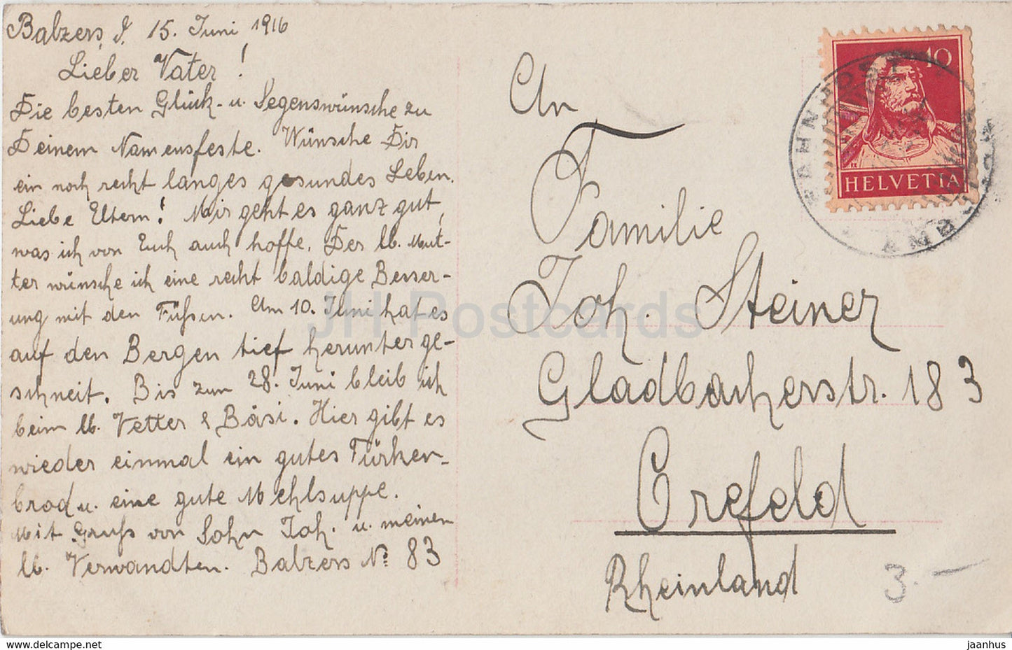 Greeting Card - Herzlichen Gluckwunsch zum Namenstage - girls - 4739/4 - old postcard - 1916 - Germany - used