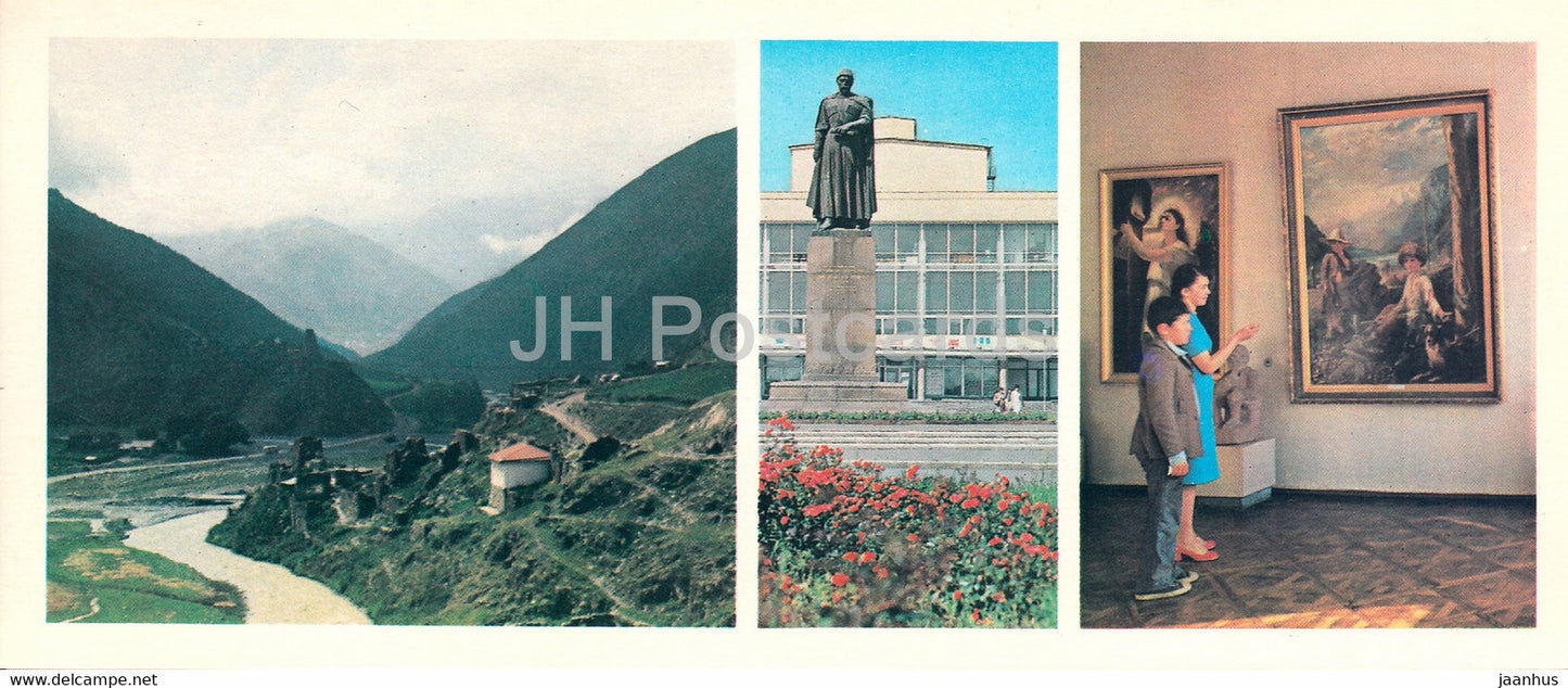 Village Nar - Ordzhonikidze - Vladikavkaz - monument to Kosta Khetagurov - North Ossetia - 1978 - Russia USSR - unused - JH Postcards