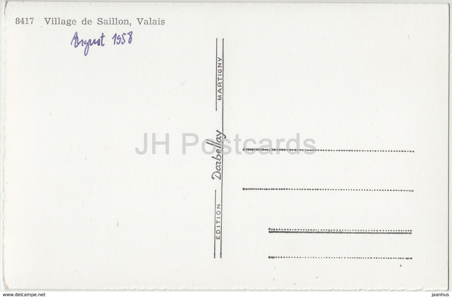 Village de Saillon - 8417 - Switzerland - 1958 - used