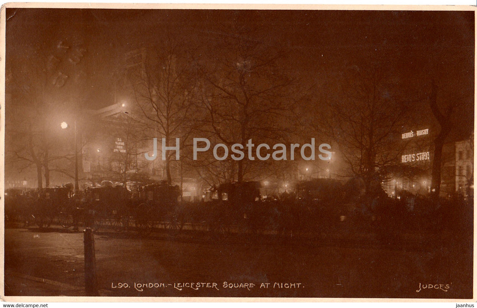 London - Leicester Square at Night - 90 - old postcard - 1912 - England - United Kingdom - used - JH Postcards