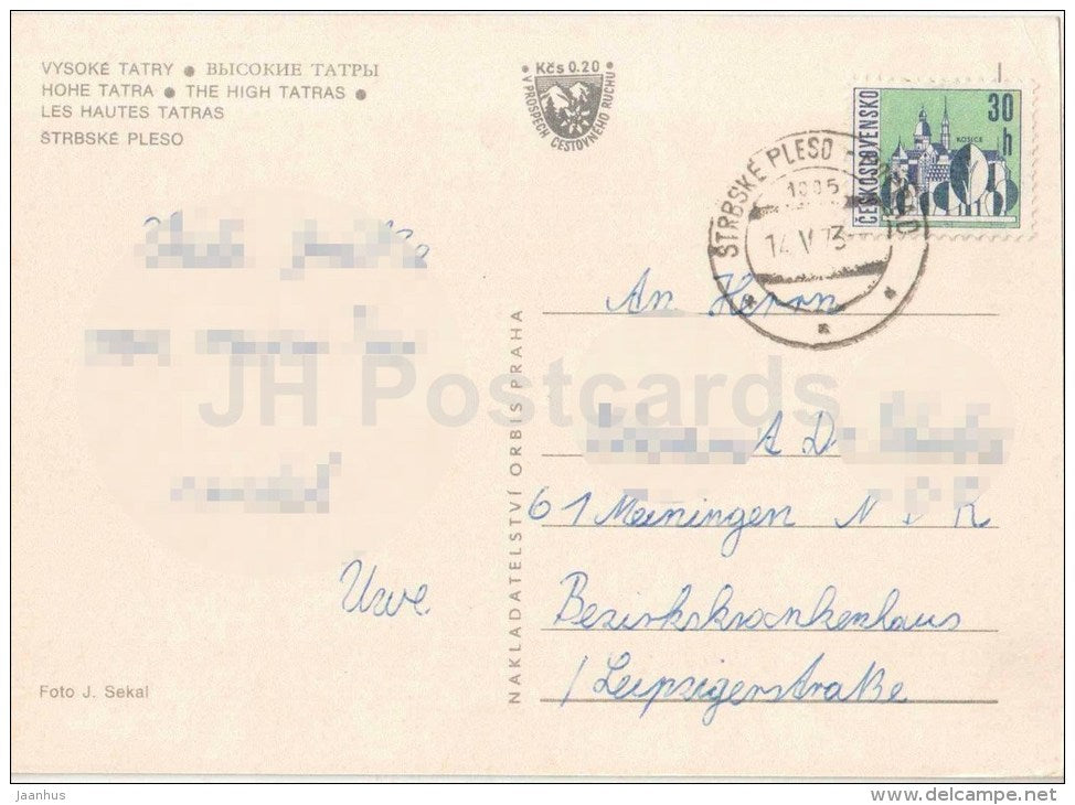 Strbske Pleso - Vysoke Tatry - High Tatras - Czechoslovakia - Slovakia - used 1973 - JH Postcards