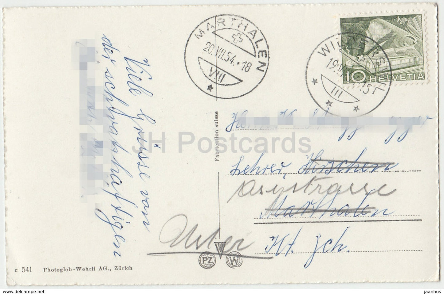 Wilderswil bei Interlaken mit Eiger Monch und Jungfrau - 541 - Switzerland - 1954 - used