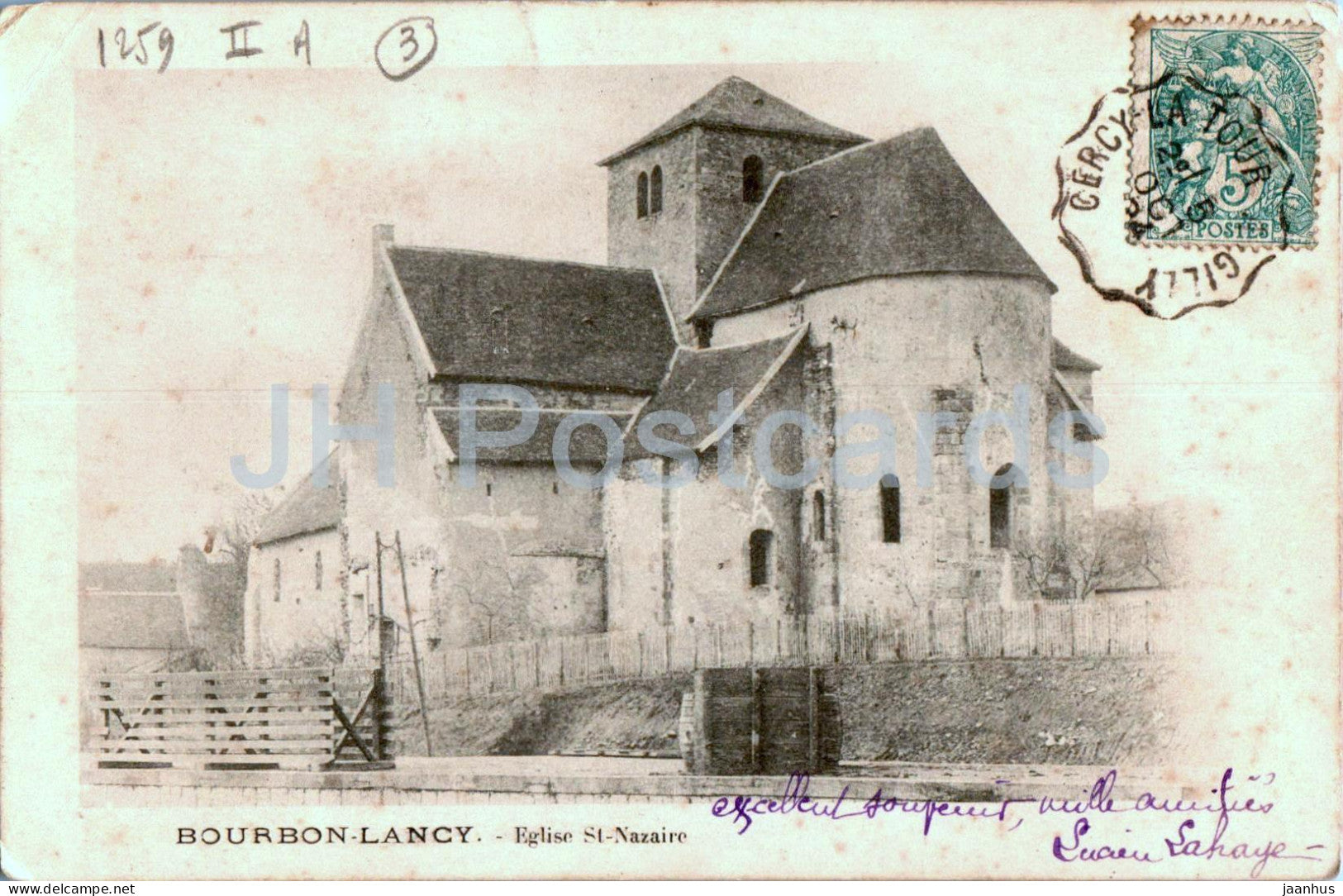 Bourbon Lancy - Eglise St Nazaire - church - old postcard - France - used - JH Postcards