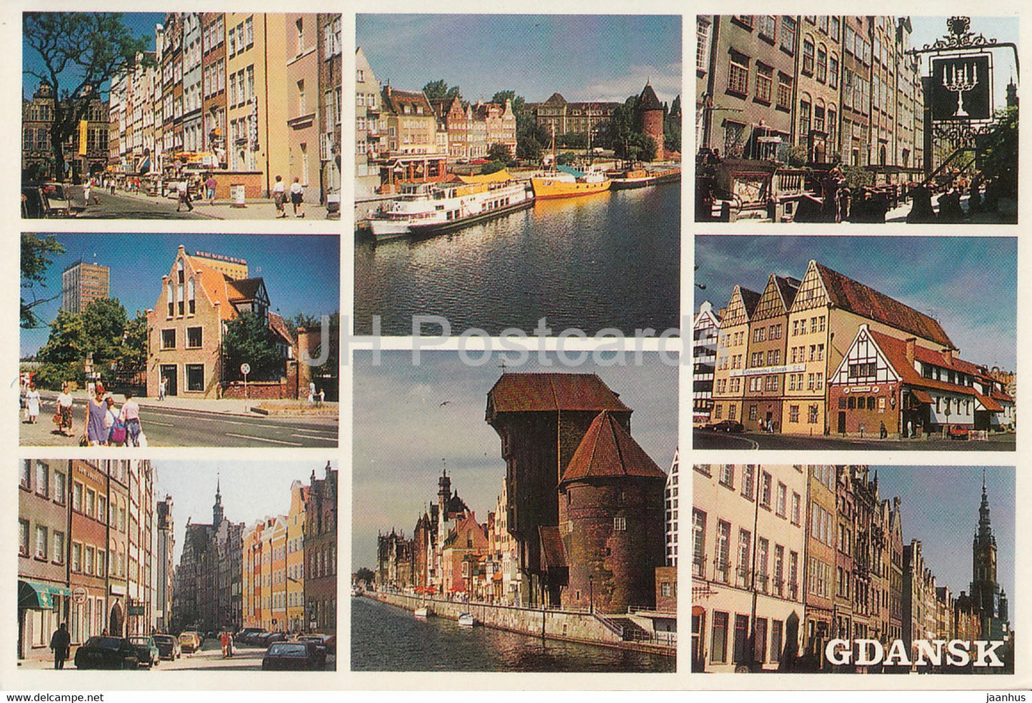 Gdansk - Danzig - Piwna street - Wielki Mlyn - Chlebnicka - Mariacka - Chmielna - multiview - 1995 - Poland - used - JH Postcards