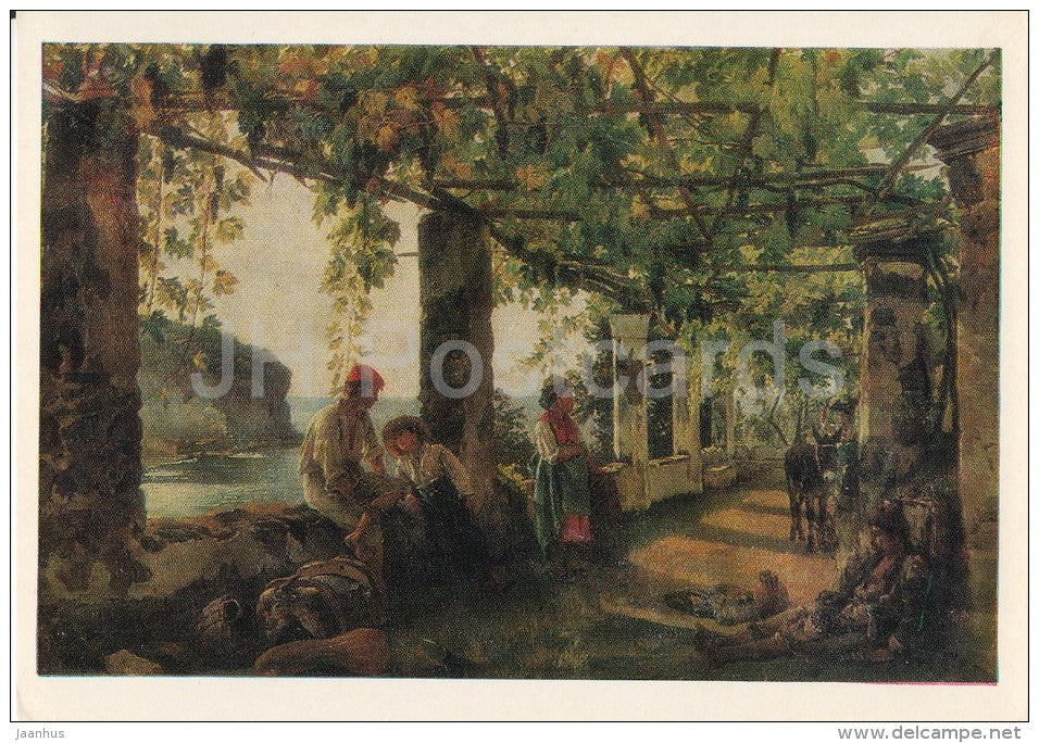 painting by S. Shchedrin - Veranda wrapped in grapes , 1828 - Russian art - 1977 - Russia USSR - unused - JH Postcards