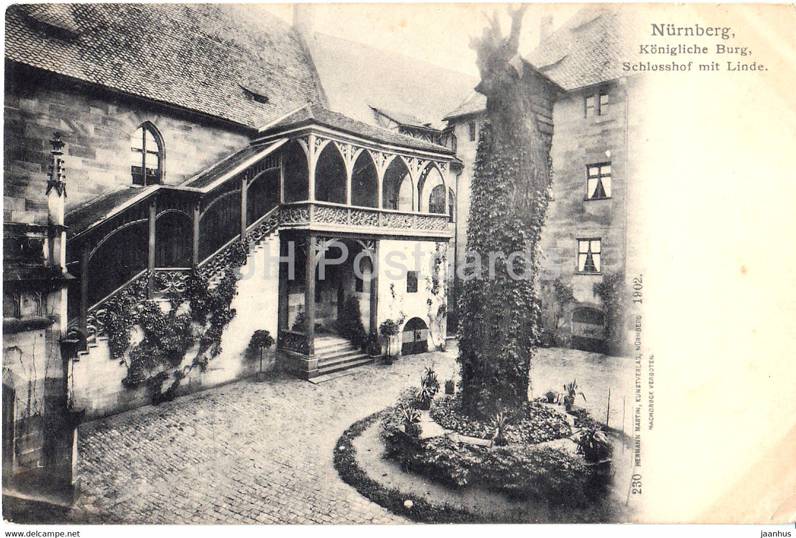 Nurnberg - Konigliche Burg - Schlosshof mit Linde - Nuremberg - 230 - old postcard - 1902 - Germany - unused - JH Postcards