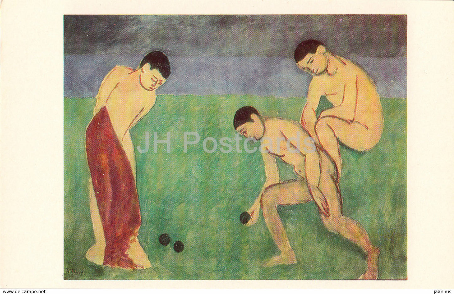 painting by Henri Matisse -A Game of Bowls - naked - nude - French art - 1980 - Russia USSR - unused - JH Postcards