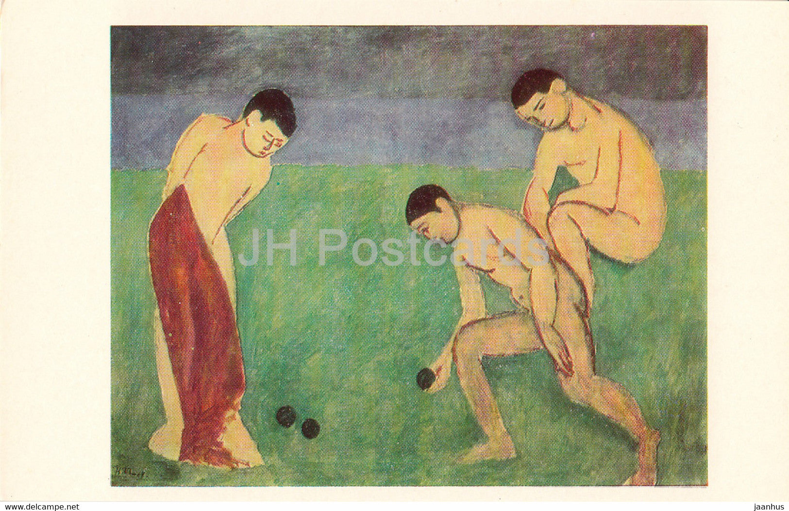 painting by Henri Matisse -A Game of Bowls - naked - nude - French art - 1980 - Russia USSR - unused - JH Postcards