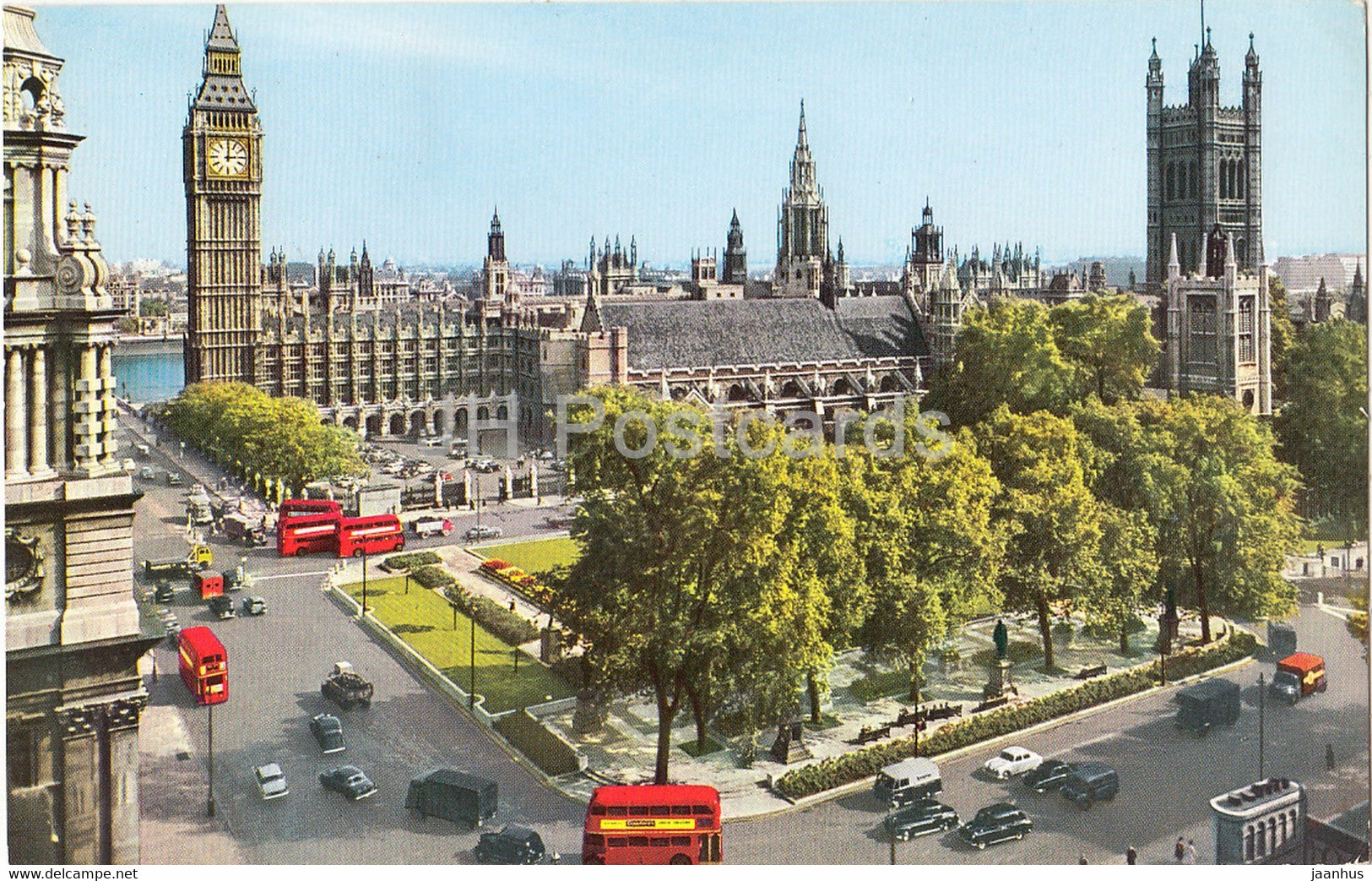 London - The Houses of Parliament and Parliament Square - bus - 1964 - England - United Kingdom - used - JH Postcards