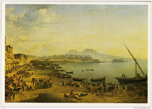 painting by S. Shchedrin - Riviera di Chiaia . Naples - boat - Russian art - 1984 - Russia USSR - unused - JH Postcards