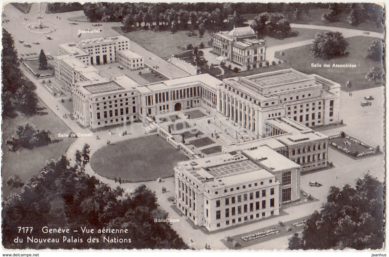 Geneve - Geneva - vue aerienne du Noveau Palais des Nations - 7177 - Switzerland - 1939 - used - JH Postcards