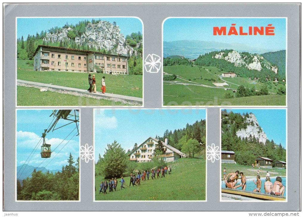 Velka Fatra - Maline - Ruzomberk - cable car - pool - mountains - Czechoslovakia - Slovakia - unused - JH Postcards