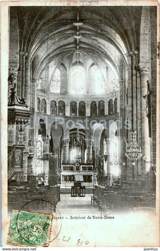 Beaugency - Interieur de Notre Dame - church - 1903 - old postcard - France - used - JH Postcards