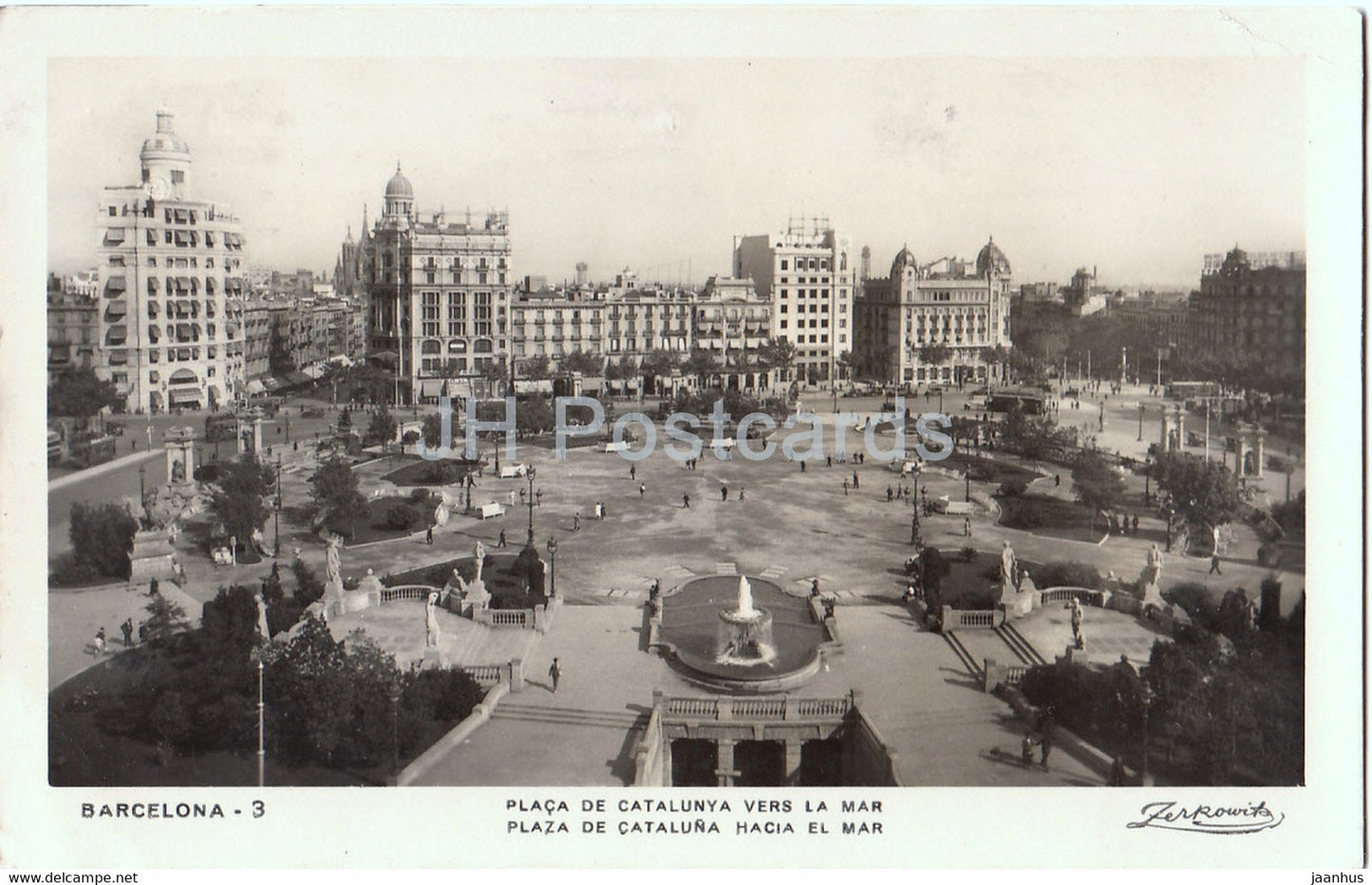 Barcelona - Placa de Catalunya Vers La Mar - 3 - old postcard - Spain - used - JH Postcards