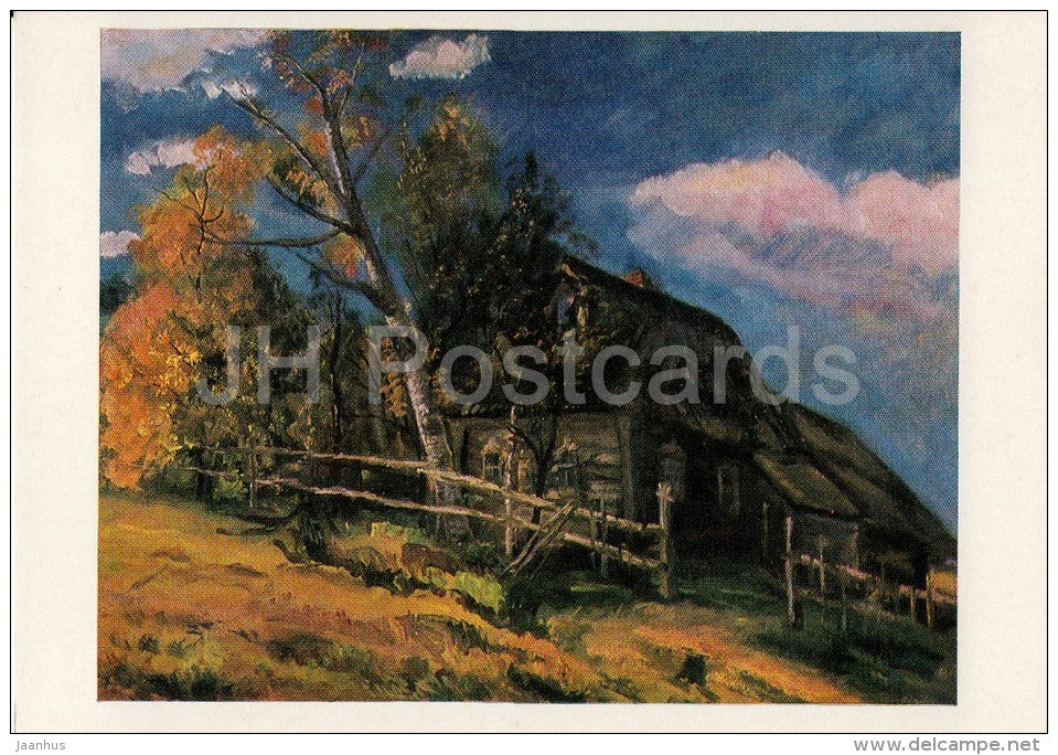 painting by Kastalsky-Borozdin - Old House , 1980 - Russian art - 1982 - Russia USSR - unused - JH Postcards