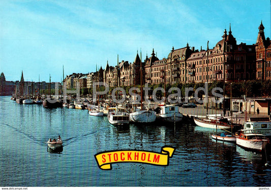 Stockholm - Strandvagen - boat - Sweden - used - JH Postcards