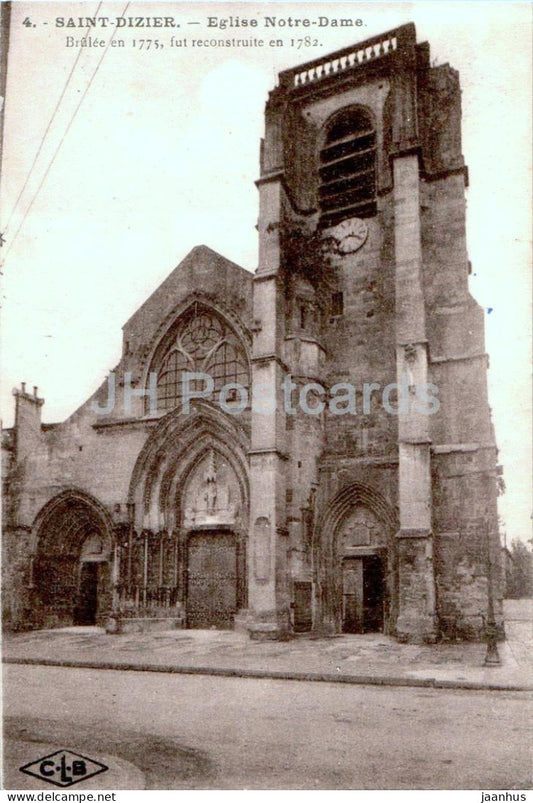 Saint Dizier - Eglise Notre Dame - church - 4 - old postcard - 1927 - France - used - JH Postcards