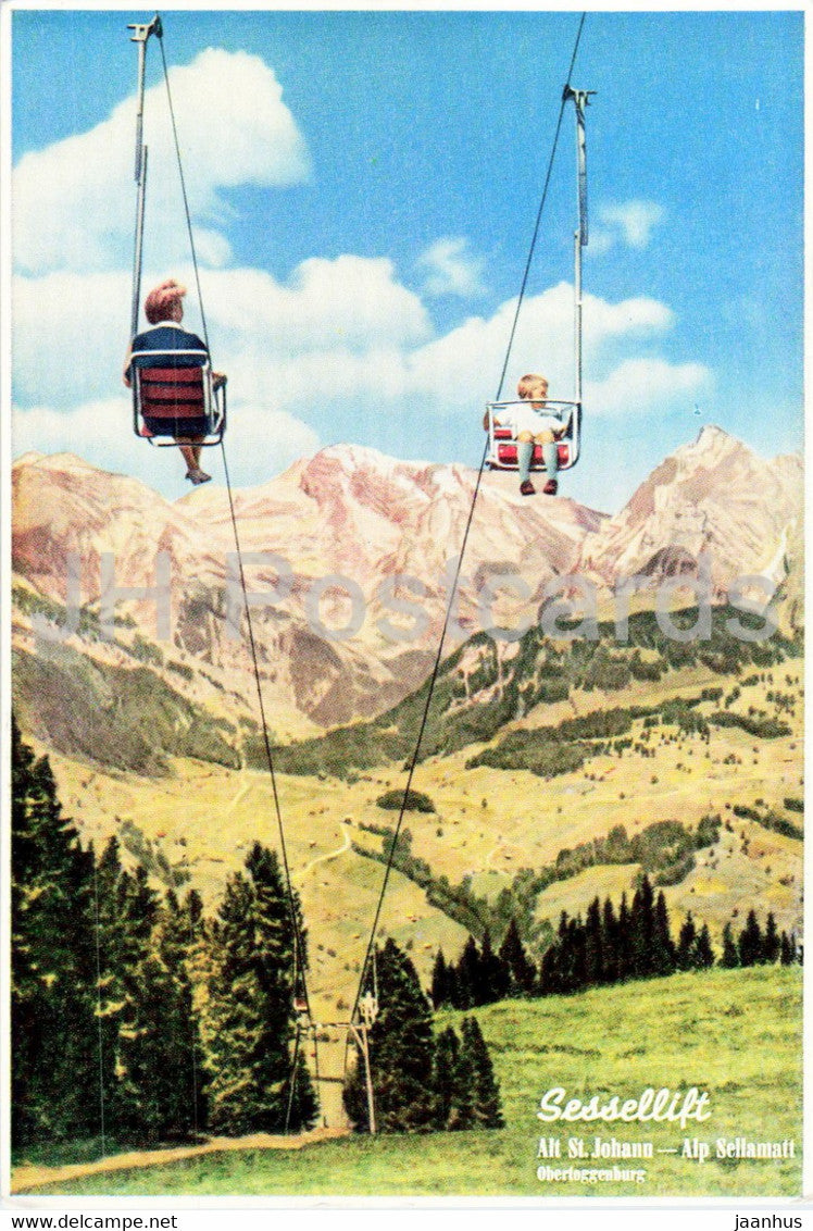 Sessellift - Alt St Johann - Alp Sellamatt - Obertoggenburg - 1967 - Switzerland - used - JH Postcards