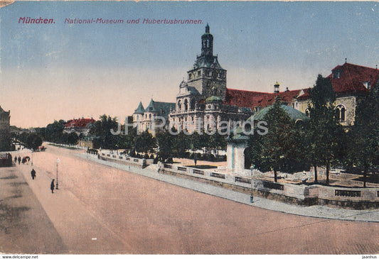 Munchen - Nationalmuseum und Hubertusbrunnen - Munich - old postcard - Germany - used - JH Postcards