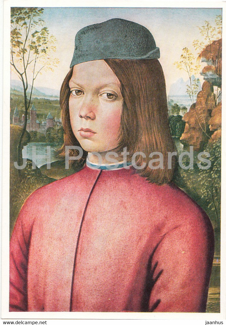 painting by Pinturicchio - Bildnis eines Knaben - boy - 9144 - Italian art - Germany DDR - unused - JH Postcards