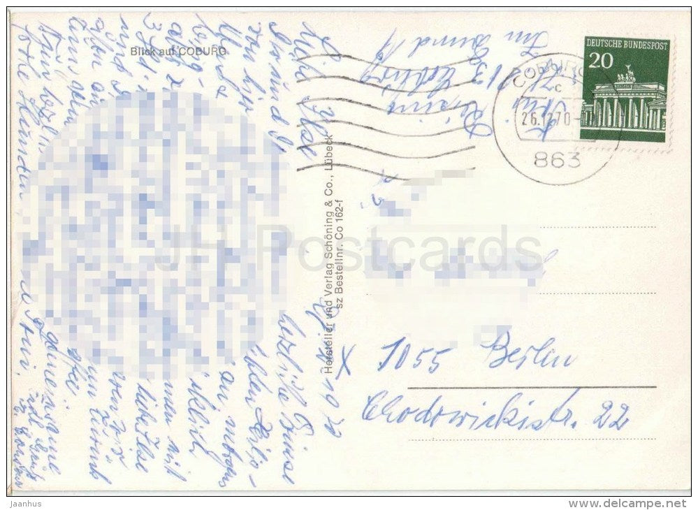 Blick auf Coburg - Germany - 1970 gelaufen - JH Postcards