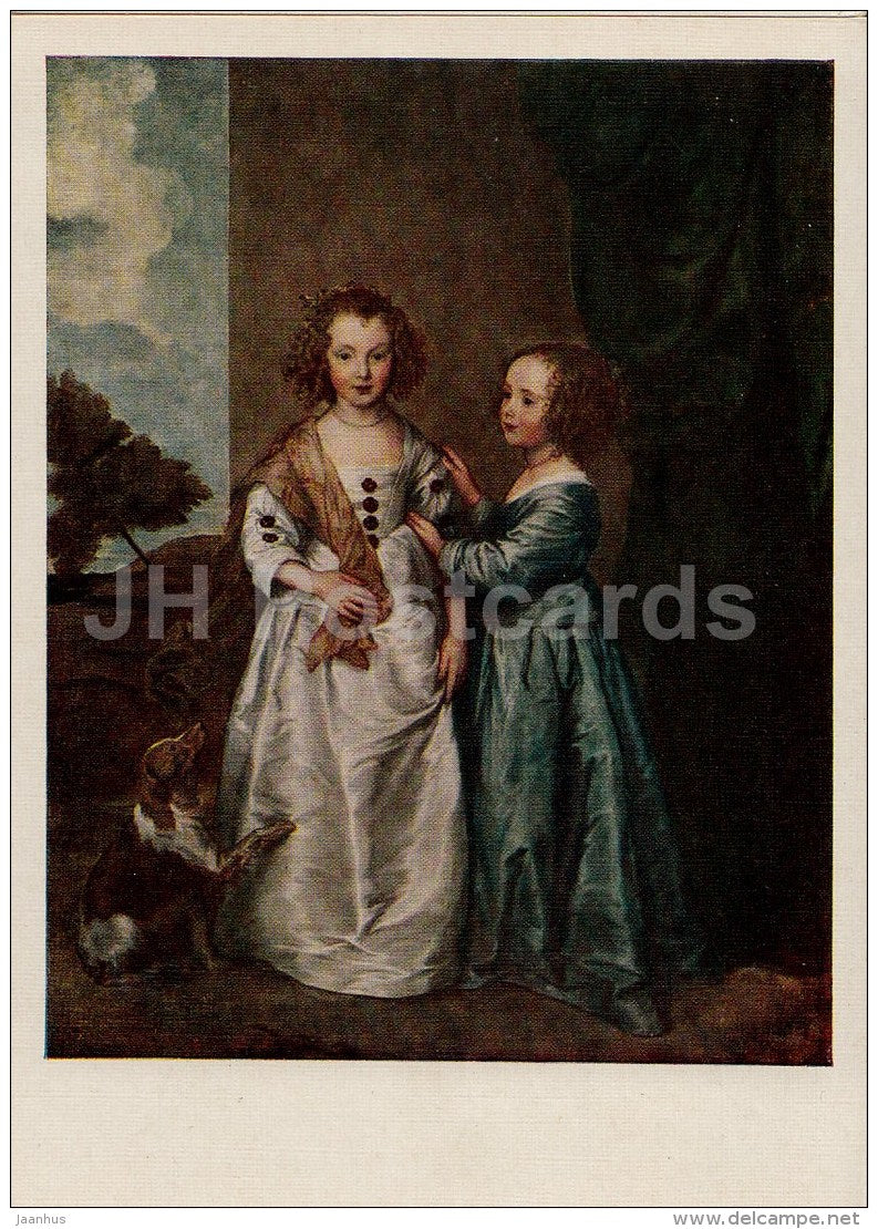 painting by Anthony van Dyck - Elizabeth and Philadelphia Kern - dog - Flemish art - 1958 - Russia USSR - unused - JH Postcards