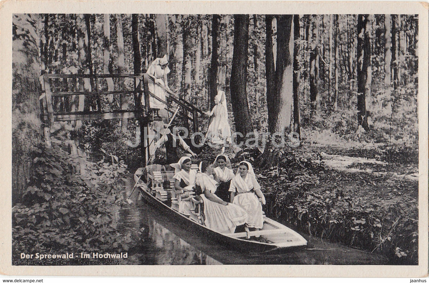 Der Spreewald - Im Hochwald - boat - folk costumes - Germany - used - JH Postcards