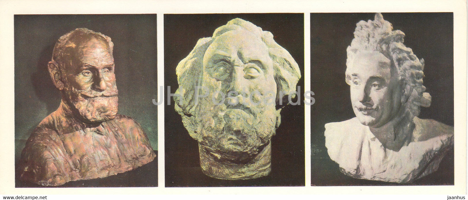 Russian sculptor S. Konenkov Museum - Scientists - I. Pavlov - K. Tsiolkovsky - A. Einstein 1978 - Russia USSR - unused - JH Postcards