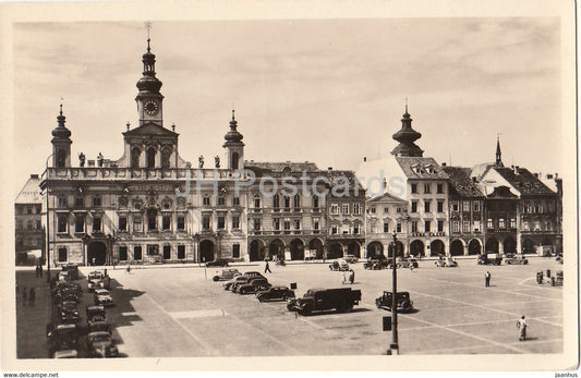 Ceske Budejovice - car - old postcard - Czechoslovakia - Czech Republic - unused - JH Postcards