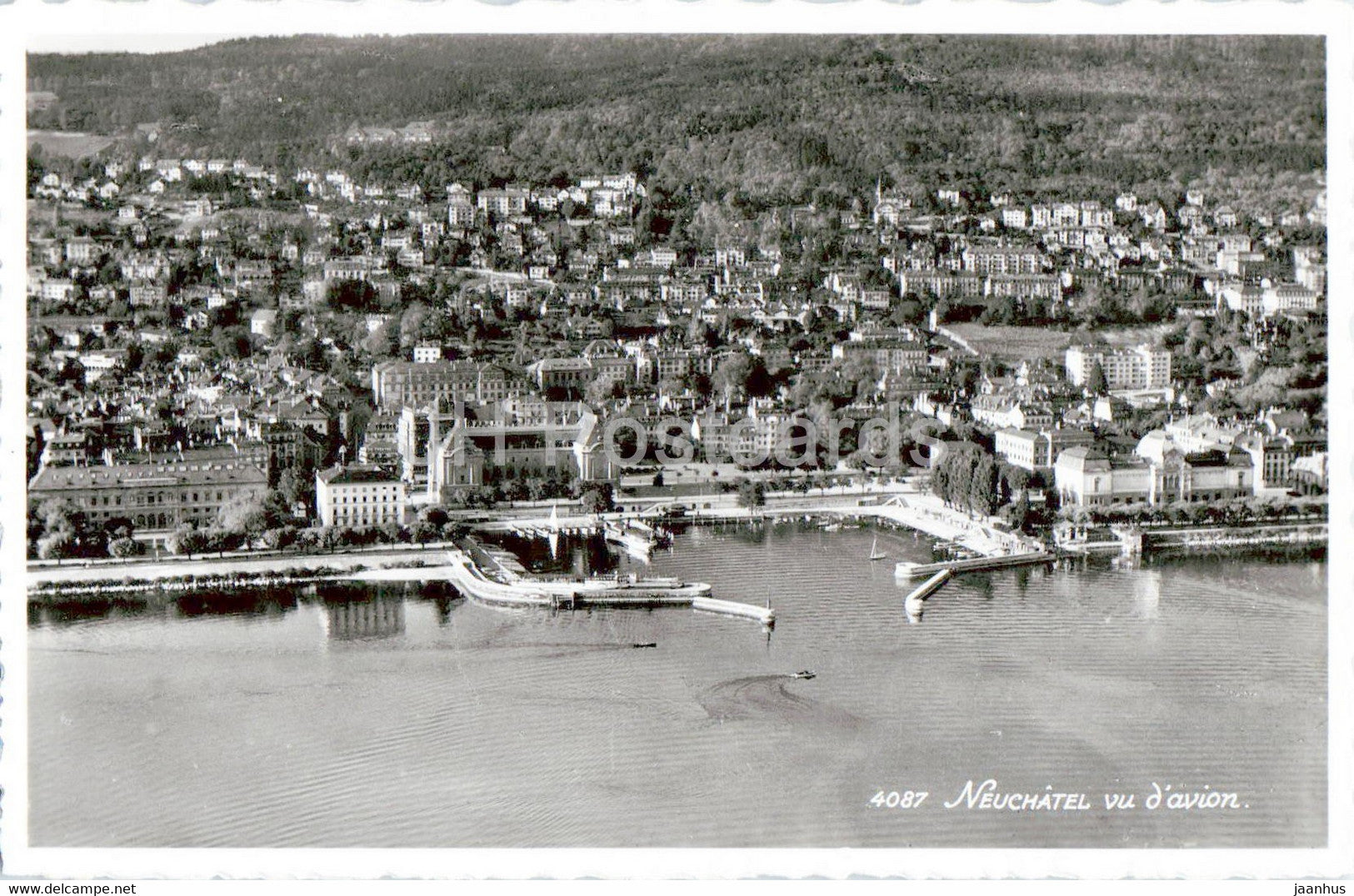 Neuchatel vu d'avion - aerial view - 4087 - old postcard Switzerland - unused - JH Postcards