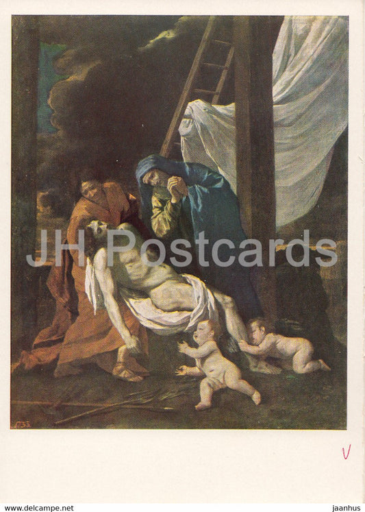 painting by Nicolas Poussin - The Descent from the Cross - French art - 1966 - Russia USSR - unused - JH Postcards