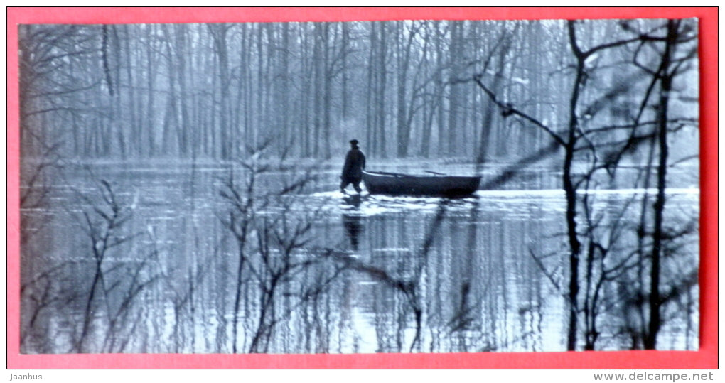 Flood - boat - Oka Nature reserve - 1973 - USSR Russia - unused - JH Postcards