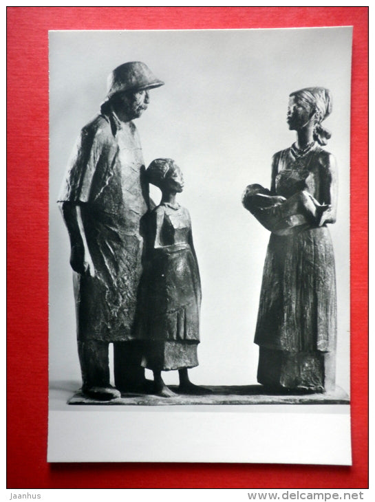 Albert Schweitzer , bronze group by Gerhard Geier - sculpture - DDR Germany - unused - JH Postcards