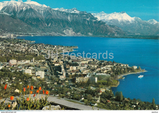 Vevey et la Tour de Peilz - Lac Leman et Alpes Vaudoises - panorama - 10981 - Switzerland - unused - JH Postcards