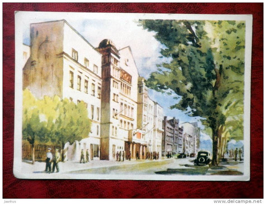 Riga - Merkel street - by Jaunzems - art - painting - Latvia - USSR - unused - JH Postcards