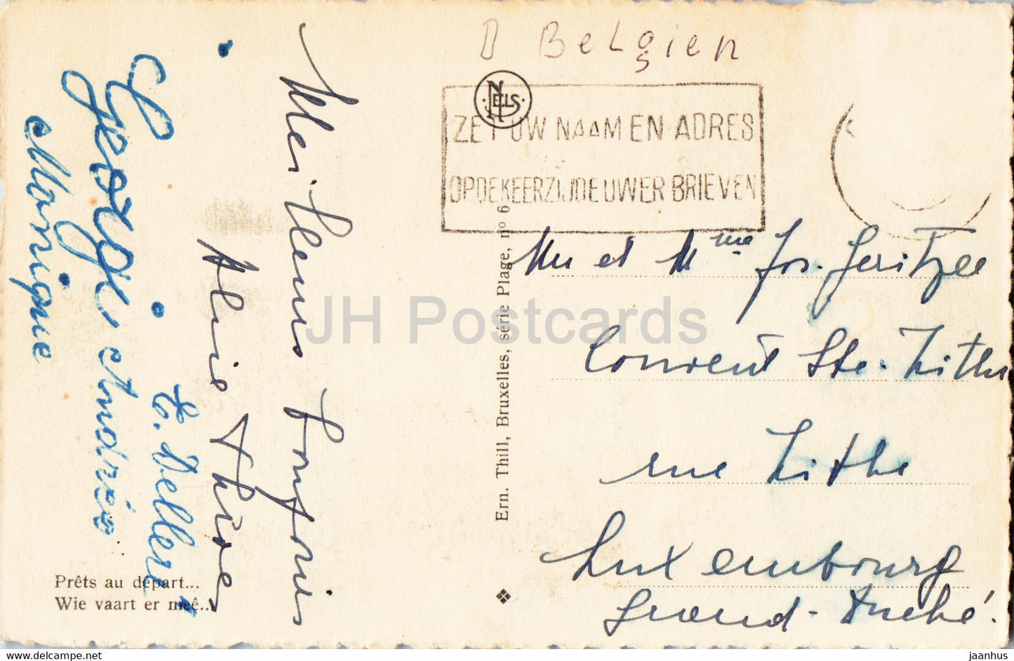 Prets au depart - Wie vaart er mee - boat - old postcard - Belgium - used