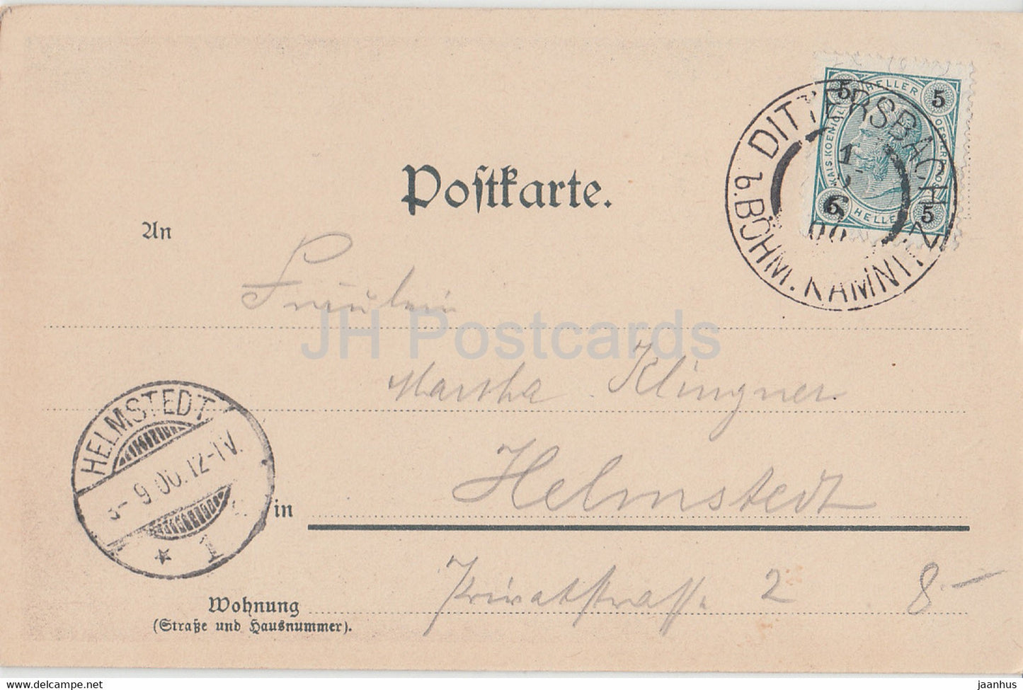 Landungsplatz an der oberen Schleuse Hinterhermsdorf - bateau - carte postale ancienne - 1900 - Allemagne - utilisé