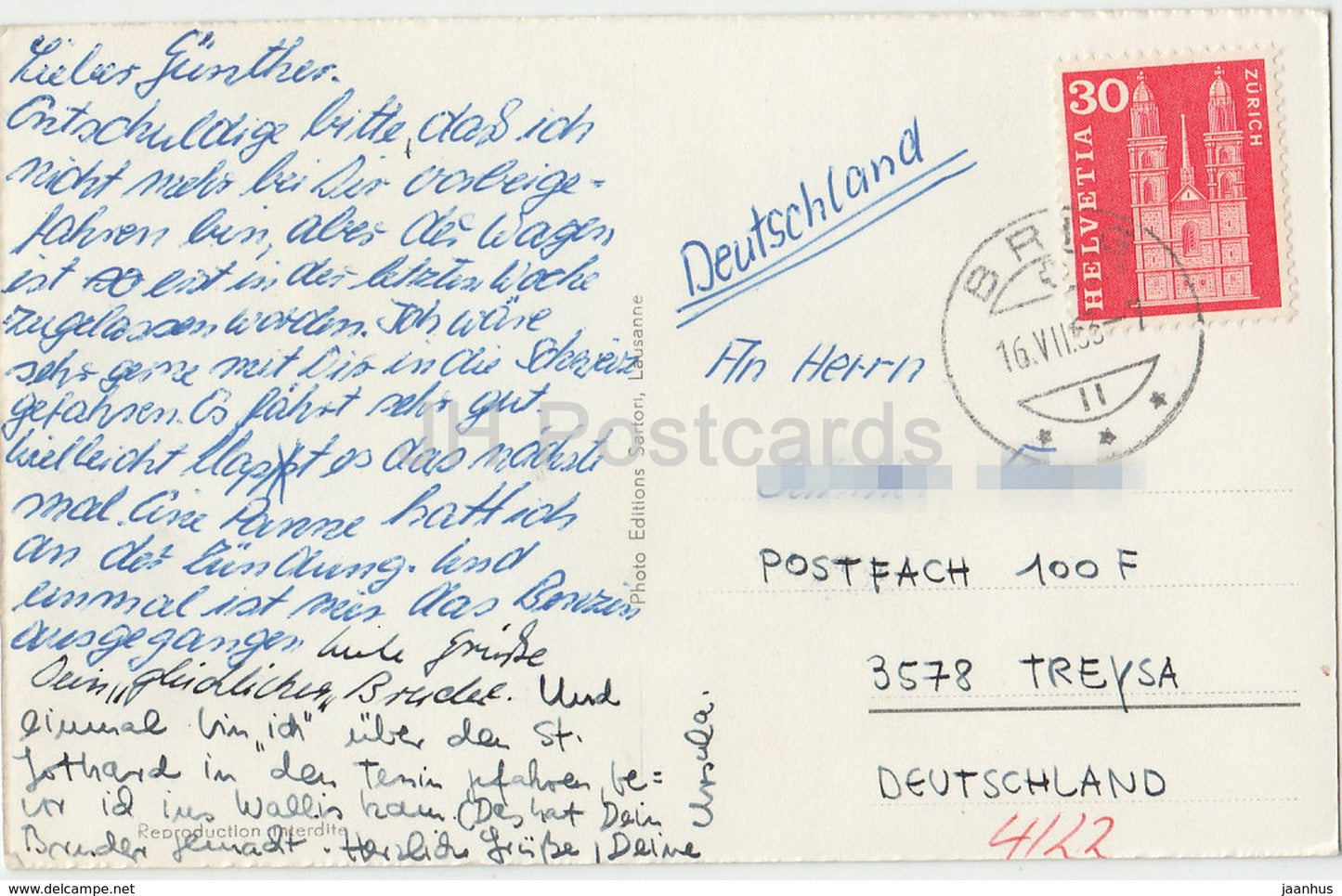 Rhonegletscher - Grimsel und Furkstrasse - 4514 - Switzerland - 1963 - used